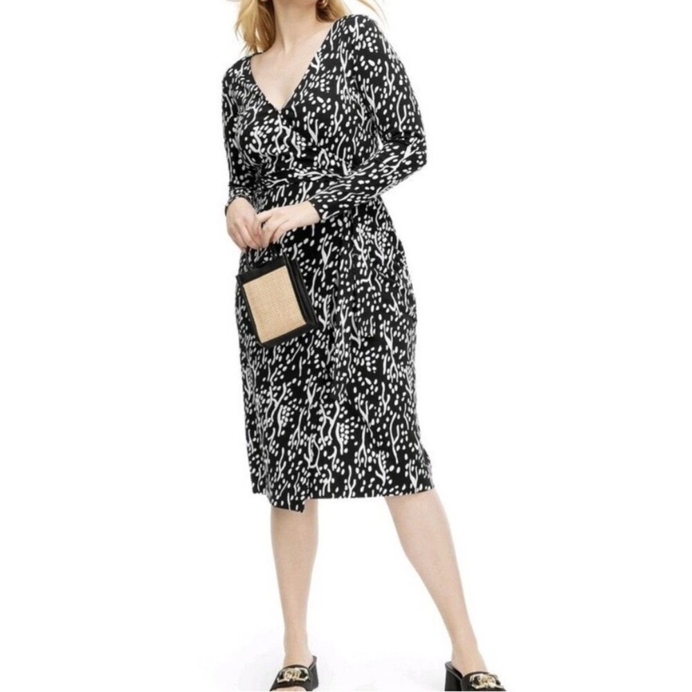 Diane von Furstenberg x Target Black White Abstract Wrap Dress Long Sleeve SZ S